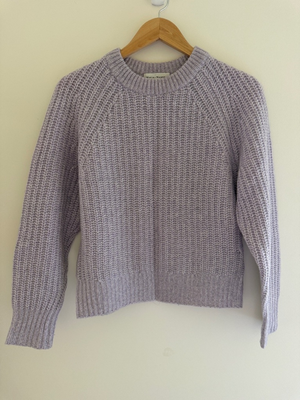 White + Warren 100% Cashmere Lilac Lavender Chunky Rib Crewneck Sweater-Size XS